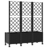 Bac de jardin avec treillis et roues Noir 120 x 40 x 146 cm PP 614605614605