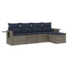 Ensemble de canapé de jardin 5 pcs avec coussins gris résine tressée 614607614607