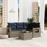Ensemble de canapé de jardin 5 pcs avec coussins gris résine tressée 614619614619