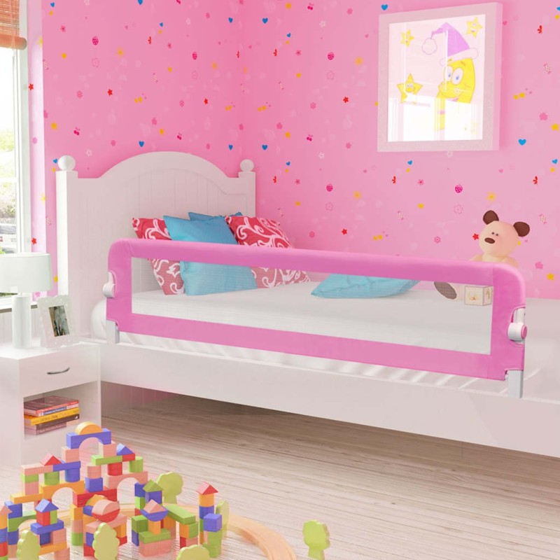 Barrière de sécurité de lit d'enfant Rose 180x42 cm Polyester 614629614629