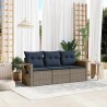 Ensemble de canapé de jardin 3 pcs avec coussins gris résine tressée 614630614630