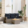 Ensemble de canapé de jardin 4 pcs avec coussins gris résine tressée 614631614631