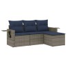 Ensemble de canapé de jardin 4 pcs avec coussins gris résine tressée 614632614632
