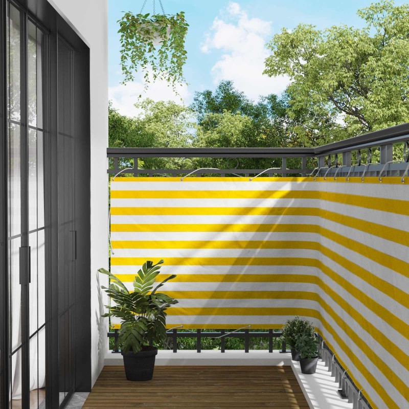 Écran de balcon Jaune et blanc 110 x 800 cm Tissu Oxford 614638614638
