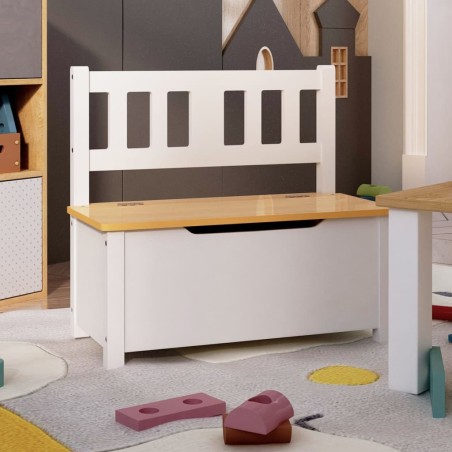Banc de rangement pour enfants Blanc et beige 60x30x55 cm MDF 614652614652