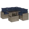 Ensemble de canapé de jardin 6 pcs avec coussins gris résine tressée 614689614689