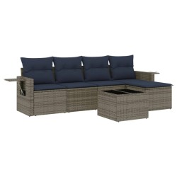 Ensemble de canapé de jardin 6 pcs avec coussins gris résine tressée 614693614693