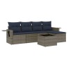 Ensemble de canapé de jardin 6 pcs avec coussins gris résine tressée 614693614693