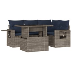 Ensemble de canapé de jardin 5 pcs avec coussins gris résine tressée 614701614701