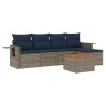 Ensemble de canapé de jardin 6 pcs avec coussins gris résine tressée 614704614704