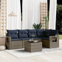 Ensemble de canapé de jardin 6 pcs avec coussins gris résine tressée 614710614710