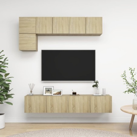 Ensemble de meuble TV 5 pcs Chêne sonoma Bois d'ingénierie 614713614713