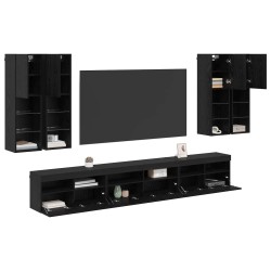 Ensemble de meuble TV mural 7 pcs Chêne noir Bois d'ingénierie 614718614718