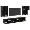 Ensemble de meuble TV mural 7 pcs Chêne noir Bois d'ingénierie 614718614718