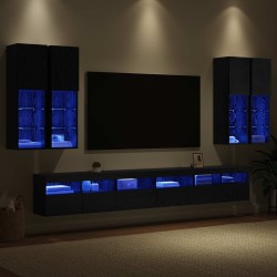 Ensemble de meuble TV mural 7 pcs Chêne noir Bois d'ingénierie 614718614718