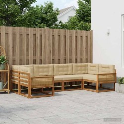 Ensemble de canapés d'extérieur 7 pcs Naturel et Beige 614722614722