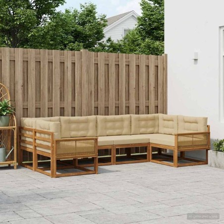Ensemble de canapés d'extérieur 7 pcs Naturel et Beige 614722614722