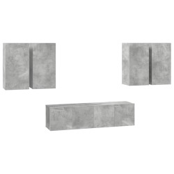 Ensemble de meuble TV 6 pcs Gris béton Bois d'ingénierie 614738614738