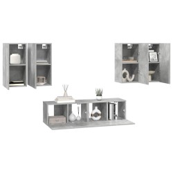Ensemble de meuble TV 6 pcs Gris béton Bois d'ingénierie 614738614738