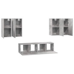Ensemble de meuble TV 6 pcs Gris béton Bois d'ingénierie 614738614738