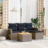 Ensemble de canapé de jardin 5 pcs avec coussins gris résine tressée 614742614742