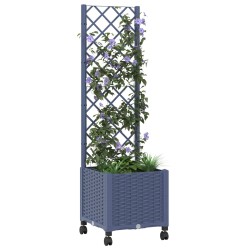 Bac de jardin avec treillis et roues Gris Bleu 40 x 40 x 146 cm 614745614745