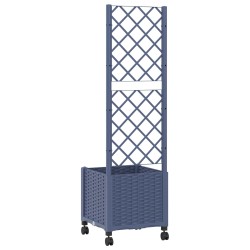 Bac de jardin avec treillis et roues Gris Bleu 40 x 40 x 146 cm 614745614745