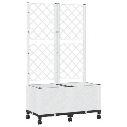 Bac de jardin avec treillis et roues Blanc 80 x 40 x 146 cm PP 614746614746