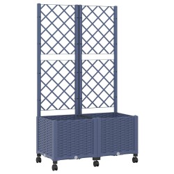 Bac de jardin avec treillis et roues Gris Bleu 80 x 40 x 146 cm 614747614747
