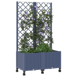 Bac de jardin avec treillis et roues Gris Bleu 80 x 40 x 146 cm 614747614747