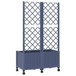 Bac de jardin avec treillis et roues Gris Bleu 80 x 40 x 146 cm 614747614747