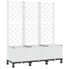 Bac de jardin avec treillis et roues Blanc 120 x 40 x 146 cm PP 614748614748