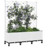 Bac de jardin avec treillis et roues Blanc 120 x 40 x 146 cm PP 614748614748