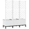 Bac de jardin avec treillis et roues Blanc 120 x 40 x 146 cm PP 614748614748