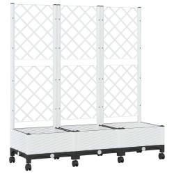 Bac de jardin avec treillis et roues Blanc 120 x 40 x 131,5 cm 614749614749