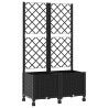 Bac de jardin avec treillis et roues Noir 80 x 40 x 146 cm PP 614763614763