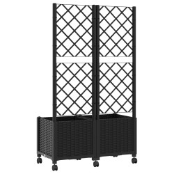 Bac de jardin avec treillis et roues Noir 80 x 40 x 146 cm PP 614763614763