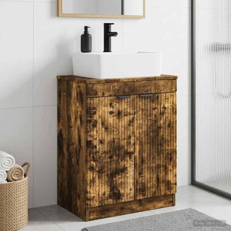 Meuble de salle de bain avec évier Chêne fumé 54 x 35 x 83 cm 614769614769