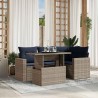 Ensemble de canapé de jardin 5 pcs avec coussins gris résine tressée 614771614771