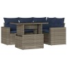 Ensemble de canapé de jardin 5 pcs avec coussins gris résine tressée 614771614771