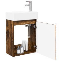 Meuble de salle de bain avec robinet Chêne fumé 614772614772