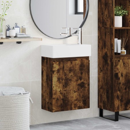 Meuble de salle de bain avec robinet Chêne fumé 614773614773