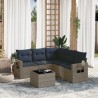 Ensemble de canapé de jardin 6 pcs avec coussins gris résine tressée 614775614775
