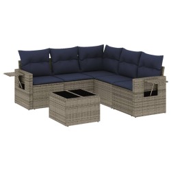 Ensemble de canapé de jardin 6 pcs avec coussins gris résine tressée 614775614775