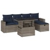 Ensemble de canapé de jardin 6 pcs avec coussins gris résine tressée 614777614777