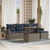 Ensemble de canapé de jardin 6 pcs avec coussins gris résine tressée 614778614778