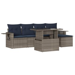 Ensemble de canapé de jardin 6 pcs avec coussins gris résine tressée 614778614778