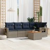 Ensemble de canapé de jardin 6 pcs avec coussins gris résine tressée 614780614780