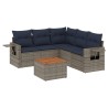 Ensemble de canapé de jardin 6 pcs avec coussins gris résine tressée 614781614781