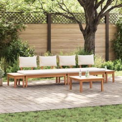 Ensemble de canapé de jardin 5 pcs Marron et Crème 614782614782